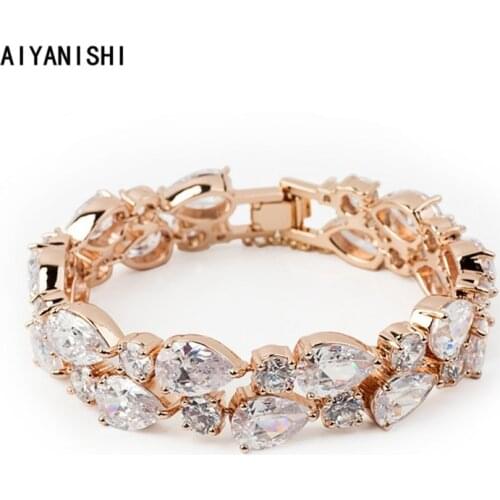 AIYANISHI 18K Gold Filled Tennis Bracelets Iced Out Chain Sona Diamond Wedding Bracelet For Women Tennis Bracelet Party Gifts