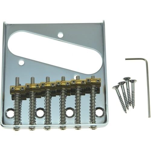 KAISH Chrome Vintage Tele Ashtray Style Electric Guitar Bridge with 6 Brass Saddles Fits TL Electric Guitar