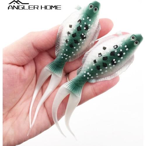 Angler Home 2pcs Flatfish Soft Lure Fork Tail Fishing Lure Flounder 13cm 8g High Quality Durable Silicone Bait
