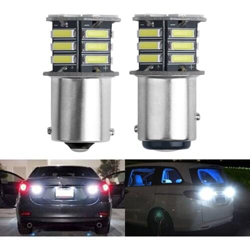 2PCS S25 1156 BA15S P21/5W 1157 BAY15D 7020 21 SMD LED Car Turn Signal Tail Brake Lights Bulb Lamp 6000K WHITE 12V