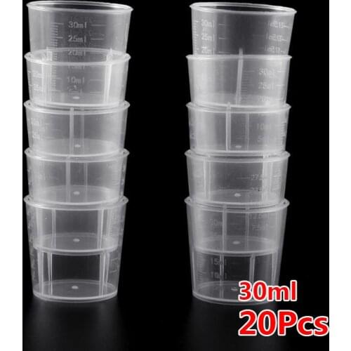 20pcs 15/30/50ml Transparent Measuring Cups Plastic Dual Scales Cup Container For Liquids And Samples Measuring Tools