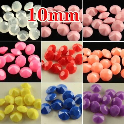 50p 10mm round solid candy acrylic Crystal Rhinestones pointed back stones Necklace DIY earrings apparel&jewelry making beads