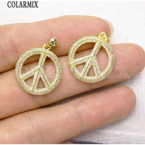 8Pcs Round Peace sign shape jewelry pendant Zircon jewelry pendants for women accessories pendants 7300