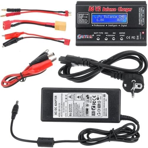 HTRC B6 V2 80W 6A DC Digital Battery Balance Charger Discharger Black for 1-6S LiPo Battery