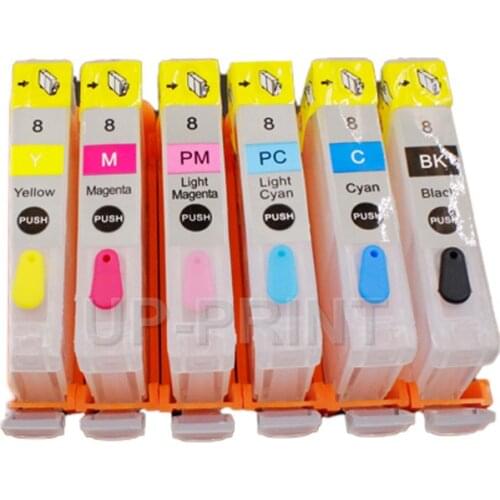 UP 2sets 6 colors refillable ink cartridges CLI-8 Ink compatible for Canon Pixma iP6600D iP6700D printer