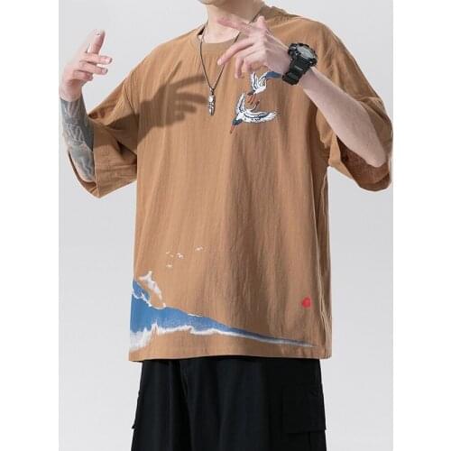 Short Sleeve T Shirt Men 2021 Summer Cotton Linen Tshirt Top Tees Hip Hop Chinese Shirt Fashion Clothes Oversize 30430