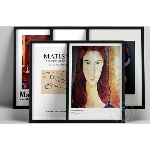 Matisse The Dessert Harmony In Red Oil Painting, Abstract Cubism Wall Decor, Amedeo Modigliani Portrait Of A Young Girl Poster