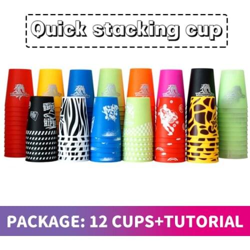 12pcs/set Horse Head Sport Stacking Professional Competition Game Training Speed UFO Cup Box Flying Stacked Cup Education Toys
