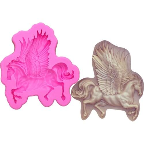 M0682 Pegasus Carousel Horse Chocolate Candy Silicone Mold Cake Decorating moule Silicone 3D Decor Kitchen fondant Tools