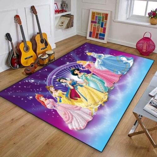 Cartoon Princess Printing Doormat Flannel Home Decoration Non-slip Floor Mat kids Bedroom Living Room Rug Playmat Kitchen Carpet