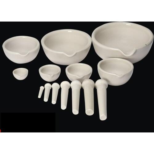 Porcelain Mortar and Pestle 60mm/80mm/90mm/100mm/130mm/160mm/216mm/254mm Mixing Grinding Bowl Set White Lab Kit Tools