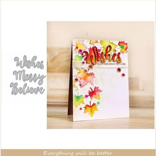 Wishes Merry Believe Words Letter Alphabet Metal Cutting Dies DIY Handmade For Scrapbook Craft New Template Die Cut Make Cards