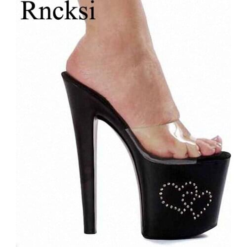Rncksi New Sexy Women 20CM Super High Heel Black Platforms Pole Dance/Performance/Model Shoes Lady Wedding Party Slippers Shoes