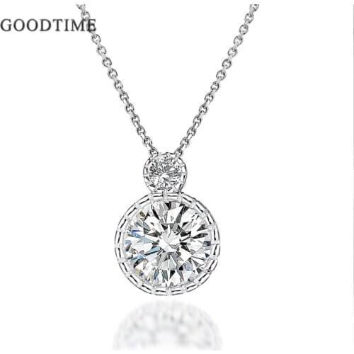 Luxury Necklace For Women Pure 925 Sterling Silver Noble 2 Carat Pendant Pendant Jewelry Rhinestone Zircon Necklace For Party