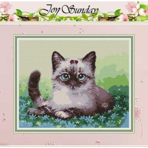 Cat On The Flowers Counted Cross Stitch 11CT Printed 14CT Cross Stitch Sets wholesale Cross-stitch Kits Embroidery Needlework