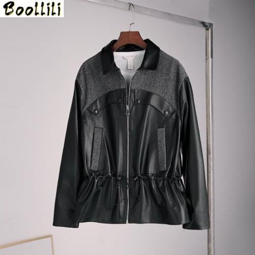 Wool Sheepskin Coat Real Genuine Leather Jacket Women Clothes 2020 Spring Autumn Tops Korean Elegant Outwear Black Coats