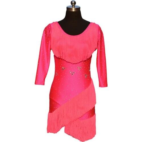 2019 New Latin Ballroom Dance Wear Dress Tassel&Rhinestone Ladies Latin Dance Costumes Cha Cha Dress Vestido De Menina DQ1091