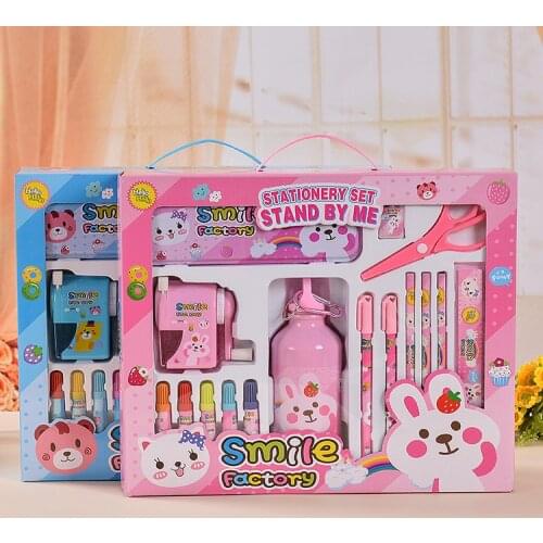 17 In 1 Stationery Gift Box Set Student Learning Goods Kindergarten Gifts Holiday Birthday School Pen Ruler Pencil Sharpener