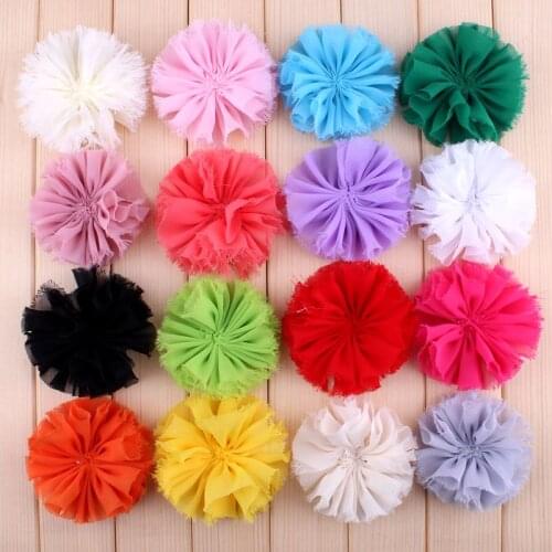 200pcs/lot 3" 16 Colors Newborn Fashion Artificial Flowers Chic Soft Chiffon Fabric Flower For Wedding Decoration