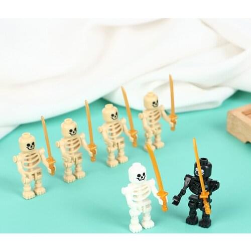 4Pcs/Set Skeleton (Straight Arms / Swivel Arms) Caribbean Pirates Castle Building Block Solid Figure