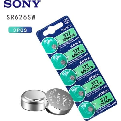 5PCS/lot Sony Original 1.55V AG4 377A 377 LR626 SR626SW SR66 LR66 button cell Watch Coin Battery Silver Oxide MADE IN JAPAN
