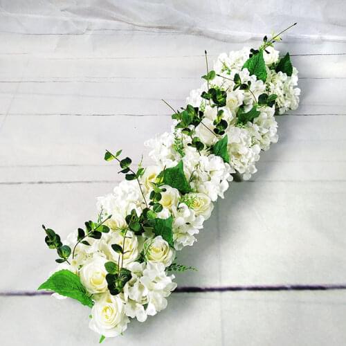 50/100cm DIY Wedding Flower Wall Arrangement White Artificial Flower Silk Peony Rose Hydrangea Row Decor Wedding Arch Backdrop