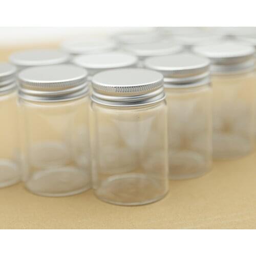 6 Pieces 47*70mm 80ml Small Glass Bottle Jars Mini Bottles Silver Screw Cap DIY Craft Transparent Candy jars empty Vial bottles
