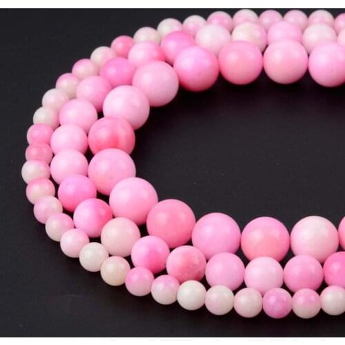 A+ Natural Mixed Pink White Jades Round Beads For Jewelry Making 6/8/10/12mm Spacer Beads Fit Diy Bracelet Necklace Wholesale