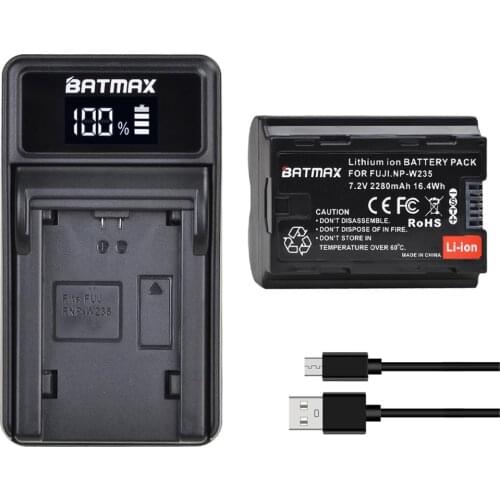 Batmax NP-W235 NP W235 Battery + LED USB Charger for Fujifilm Fuji X-T4, XT4 camera battery