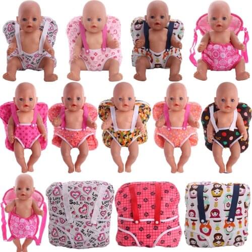 Doll Accessories Travel Bag Small Fluff/Canvas Bag Kawaii Print For Girl 18Inch American And 43Cm Reborn New Baby,Kids Backpack