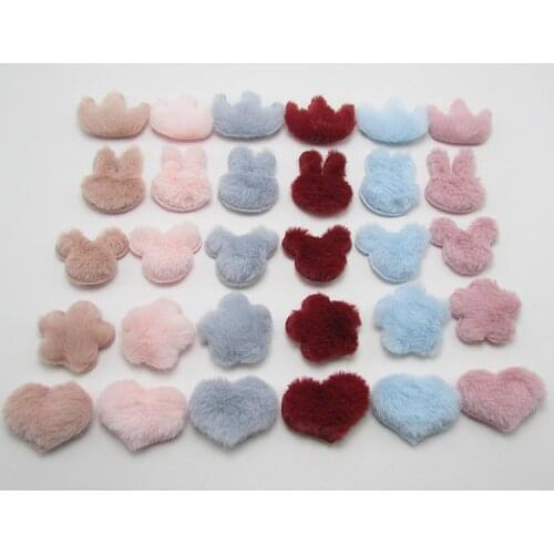 Accessories for Bag DIY Plush Cartoon Cute Heart Rabbit Patches Appliques For Children bag Decoration DIY Hair Clip Accessories