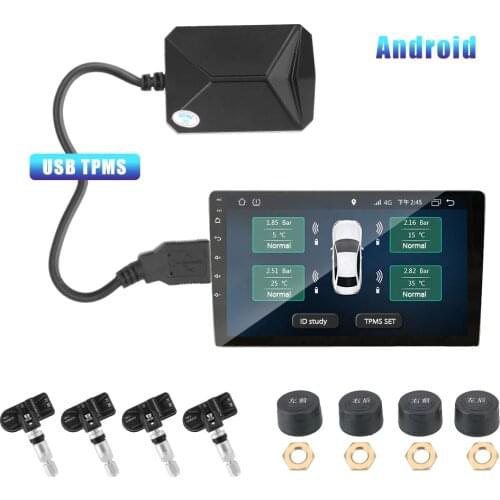 LEEPEE 4 Sensors Android Navigation Car Radio 5V Internal Sensors Alarm System Tire Pressure Monitoring System USB Android TPMS
