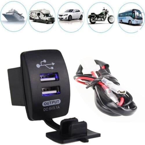 12-24V Dual USB Car Charger 5V 3.1A Universal Auto Mobile Phone Charger Replacement for Auto Motorcycle Electric Car Boat