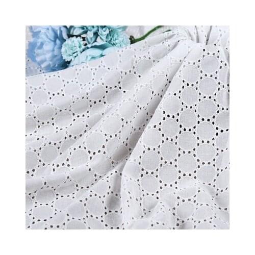 White Hollowed Eyelet Embroidery Fabric Cotton Fabric by the yard, Cotton Fabric for Dress,Shirts,Children Cloth,Curtain,Decor