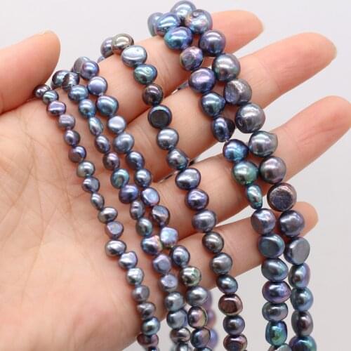 1PC Natural AA Freshwater Pearl Beads Glossy Black Pearl Loose Beads for Jewelry Necklace Accessories Making Size 5-10mm