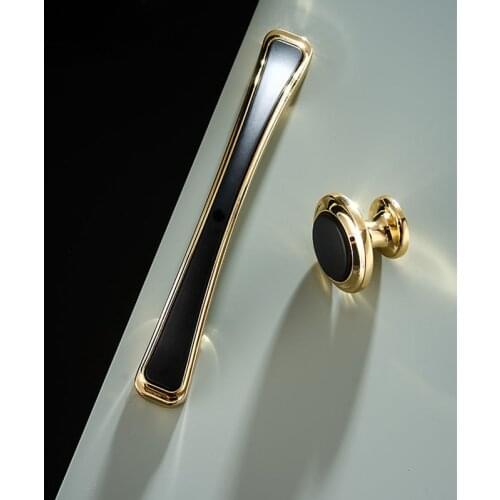 Zinc Alloy Black Gold Cabinet Handles Pulls Light luxury Furniture Handle Fashion Nordic Style Kitchen Cabinet Handles