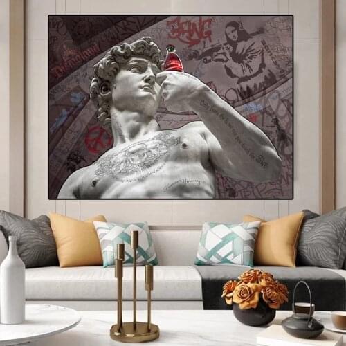 Black and White Vintage David Figure Sculpture Canvas Painting Poster Print Wall Art Pictures for Living Room Wall Decor Cuadros