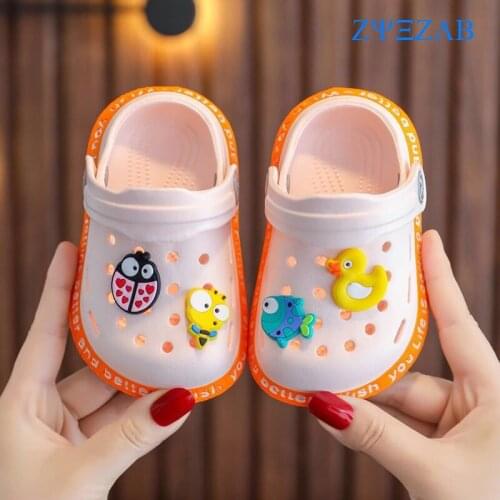 Children Slippers for Boy Girl 2021 Summer Toddler Baby Slippers Animal Kids Outdoor PVC Cartoon Kids Non-slip Pink Slippers