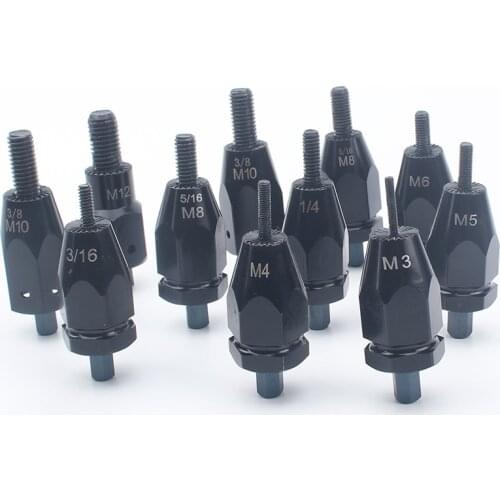 Metric M3-M12 And Imperial 3/16 1/4 5/16 3/8 Screws Pneumatic Nut Rivet Gun Adapter Head Part for Rivet Guns Tool Accessories
