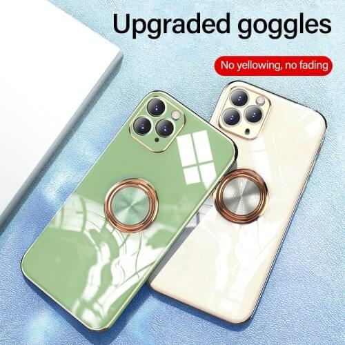 L uxury Cute Plating Silicone Ring Bracket Phone Case For iPhone 12 11 Pro XS max XR X 8 7 Plus Ultra-thin Magnetic Stand Cover