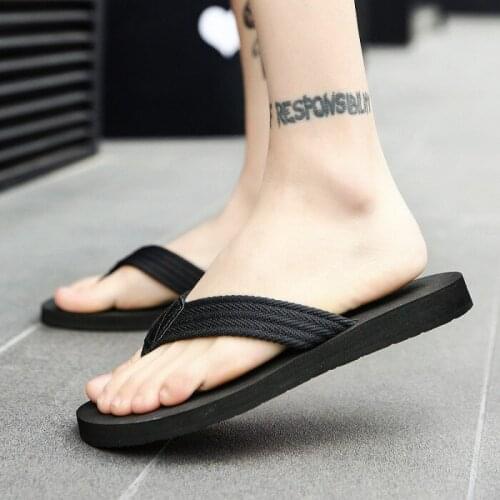 England Style Summer Flip Flops Men Beach Slippers Sandals Anti slip Chanclas Hombre Fashion Black Flat Slides Shoes Male 38-48