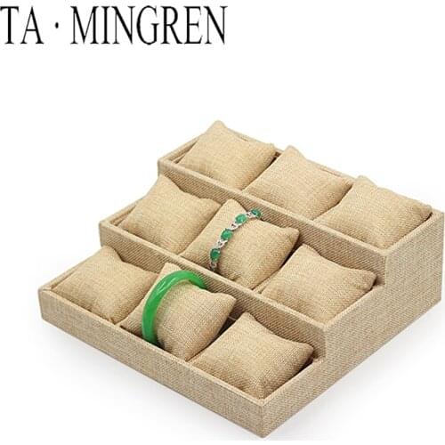 Wholesale Fashion Linen Display Jewelry Tray with Linen Pillow Cushion for Jewelry Bracelet Bangle
