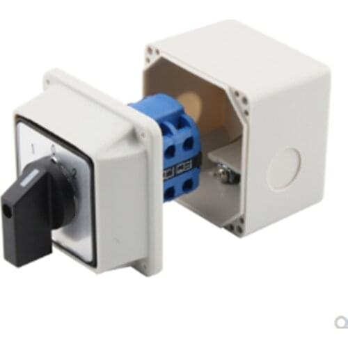 LW26-20 20A Rotary Cam Switch Changeover Switch 3 position 1-0-2 3 Poles with IP65 waterproof box