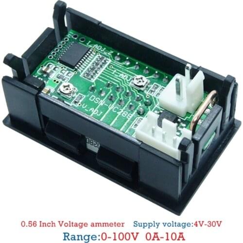 Mini Digital Voltmeter Ammeter DC 100V 10A Panel Amp Volt Voltage Current Meter Tester 0.28" Blue Red Dual LED Display