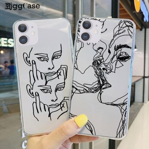 Funny Abstract Women Face Line Soft Phone Case For iPhone 11 12 Pro Max SE 7 8 Plus XR XS Max X Kiss More Often Clear Cover