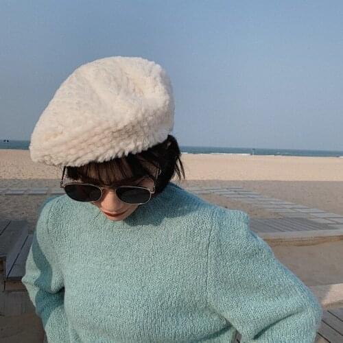 Soft Plush Beret Retro Painter Hat Sweet Korean Style Simple Hat Female Autumn/winter Berets Caps for Women