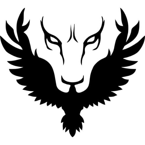 MIGNATIS - Winged Eagle Bird and Watching Wolf Sticker Mural Art Decal For Car Window Loptop Decoration Vinyl Stickers Waterproo