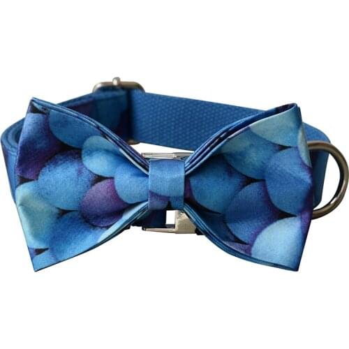 Animal 03 Blue Mermaid Personalized Dog Bow Collar For Small Medium Large Cat Puppy Necklace Straps Training Pet Traction