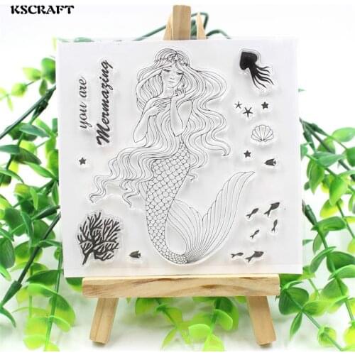 KSCRAFT Beauty Mermaid Transparent Clear Silicone Stamp/Seal for DIY scrapbooking/photo album Decorative clear stamp sheets 233