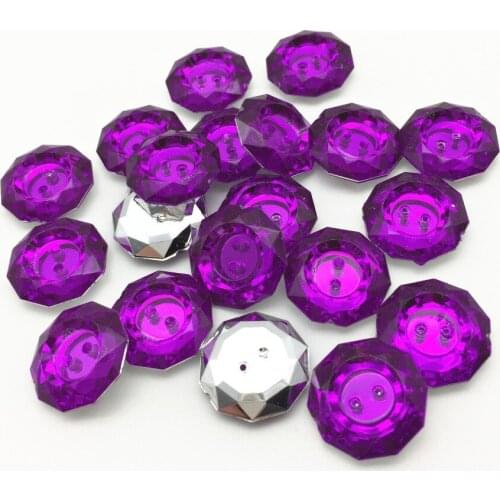 100pcs 18mm Transparent Purple Acrylic Round Buttons Sliver Shiny 2 Holes Sewing Button Embellishments Wedding Cardmaking